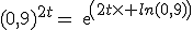 (0,9)^{2t}=exp(2t\times ln(0,9))