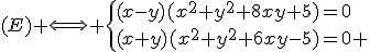 (E) \Longleftrightarrow \{(x-y)(x^2+y^2+8xy+5)=0\\(x+y)(x^2+y^2+6xy-5)=0 