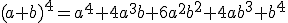 (a+b)^4=a^4+4a^3b+6a^2b^2+4ab^3+b^4