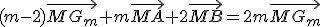 (m-2)\vec{MG_m}+m\vec{MA}+2\vec{MB}=2m\vec{MG_m}