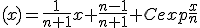 (x)=\frac{1}{n+1}x+\frac{n-1}{n+1}+Cexp\frac{x}{n}