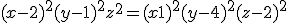 (x -2)^2 +(y-1)^2 + z^2 = (x+1)^2 +(y-4)^2 +(z-2)^2