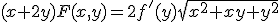 (x+2y)F(x,y)=2f'(y)sqrt{x^2+xy+y^2}