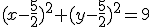 (x-\frac{5}{2})^2+(y-\frac{5}{2})^2=9