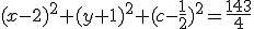 (x-2)^2+(y+1)^2+(c-\frac{1}{2})^2=\frac{143}{4}