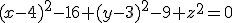 (x-4)^2-16+(y-3)^2-9+z^2=0