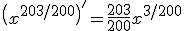 \(x^{203/200}\)^'=\frac{203}{200}x^{3/200}