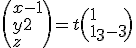 \(x-1\\y+2\\z\) = t\(1\\1\\-3\)