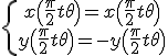 \{\array{x\(\frac{\pi}{2}-\theta\)=x\(\frac{\pi}{2}+\theta\)\\y\(\frac{\pi}{2}-\theta\)=-y\(\frac{\pi}{2}+\theta\)}
