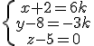 \{\array{x+2=6k\\y-8=-3k\\z-5=0}