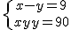\{{x-y=9\atop xy=90}