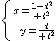\{{x=\frac{1-t^2}{+t^2}\atop y=\frac{t}{+t^2}}