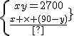 \{{xy=2700\atop\frac{x \times (90-y)}{2}