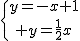\{{y=-x+1\atop y=\frac{1}{2}x}