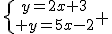 \{{y=2x+3\atop y=5x-2} 