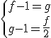 \{f-1=g\\g-1=\frac{f}{2}