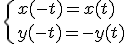 \{x(-t)=x(t)\\y(-t)=-y(t)