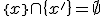 \{x\}\cap\{x'\}=\empty