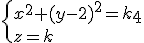 \{x^2+(y-2)^2=k+4\\z=k