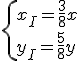 \{x_I=\frac{3}{8}x\\y_I=\frac{5}{8}y