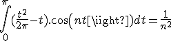 \Bigint_0^{\pi}(\frac{t^2}{2\pi}-t).cos(nt)dt=\frac{1}{n^2}