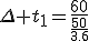\Delta t_1=\frac{60}{\frac{50}{3.6}}