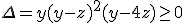 \Delta=y(y-z)^2(y-4z)\ge0