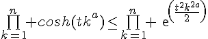 \Large{\bigprod_{k=1}^n cosh(tk^a)\le\bigprod_{k=1}^n exp(\frac{t^2k^{2a}}{2})