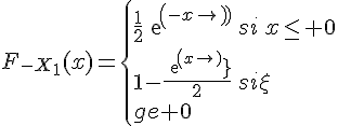 \Large{F_{-X_1}(x)=\{\frac{1}{2}exp(-x)\,si\,x\le%200\\1-\frac{exp(x)}{2}\,si\,x\ge%200}