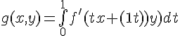 \Large{g(x,y)=\bigint_{0}^{1}f'(tx+(1-t)y)dt}