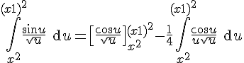 \Large \int_{x^2}^{(x+1)^2}\frac{\sin u}{\sqrt{u}}\text{d}u=\left[\frac{\cos u}{\sqrt{u}}\right]_{x^2}^{(x+1)^2} - \frac14\int_{x^2}^{(x+1)^2}\frac{\cos u}{u\sqrt{u}}\text{d}u