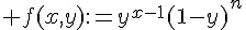 \Large f(x,y):=y^{x-1}(1-y)^n