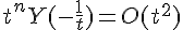 \Large t^nY(-\frac{1}{t}) = O(t^2)