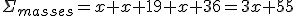 \Sigma_{masses}=x+x+19+x+36=3x+55