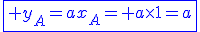 \blue\fbox{ y_{A}=ax_{A}= a\times1=a}