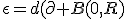 \epsilon=d(\partial B(0,R);E\setminus (B(0,R)\cup B_1 \cup B_2 ... \cup B_n) 