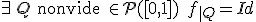 \exists \, Q \,\, \mathrm{non vide} \,\, \in \mathcal{P}([0,1])\, \, \, f_{|Q} = Id