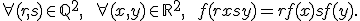 \forall (r, s) \in \mathbb{Q}^2, \qquad \forall (x, y) \in \mathbb{R}^2, \qquad f(rx + sy) = rf(x) + sf(y).