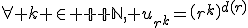 \forall k \in {\mathbb N}, u_{r^k}=\(r^k\)^{d(r)}