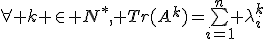 \forall k \in N^*, Tr(A^k)=\bigsum_{i=1}^n \lambda_i^k