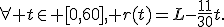 \forall t\in [0,60], r(t)=L-\frac{11}{30}t.