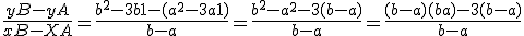 \fr{yB-yA}{xB-XA} = \fr{b^2-3b+1-(a^2-3a+1)}{b-a}=\fr{b^2-a^2-3(b-a)}{b-a}=\fr{(b-a)(b+a)-3(b-a)}{b-a}