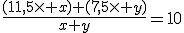 \frac{(11,5\times x)+(7,5\times y)}{x+y}=10