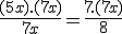\frac{(5+x).(7+x)}{7+x} = \frac{7.(7+x)}{8}