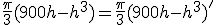 \frac{\pi}{3}(900h-h^3)=\frac{\pi}{3}(900h-h^3)'
