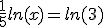 \frac{1}{5}ln(x)=ln(3)