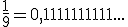 \frac{1}{9}=0,1111111111...