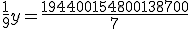 \frac{1}{9}y = \frac{194400+154800+138700}{7}