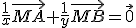 \frac{1}{x}\vec{MA}+\frac{1}{y}\vec{MB}=\vec{0}