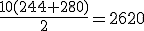 \frac{10(244+280)}{2}=2620